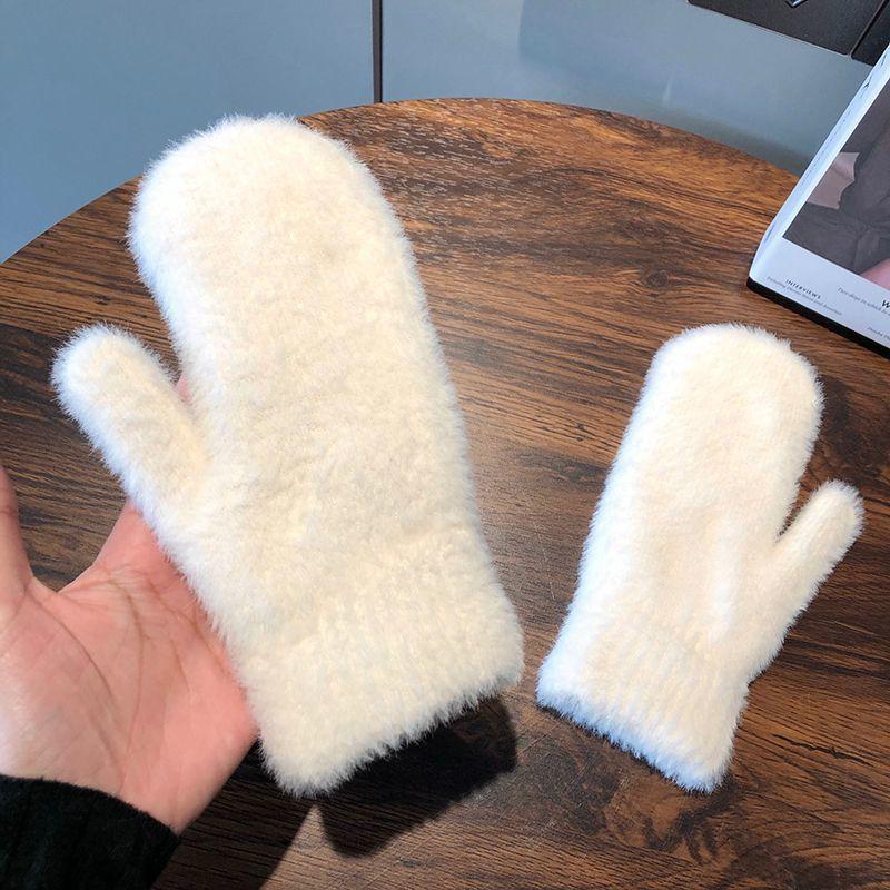 

Imitation Knitted Wool Plush Gloves One Size белый