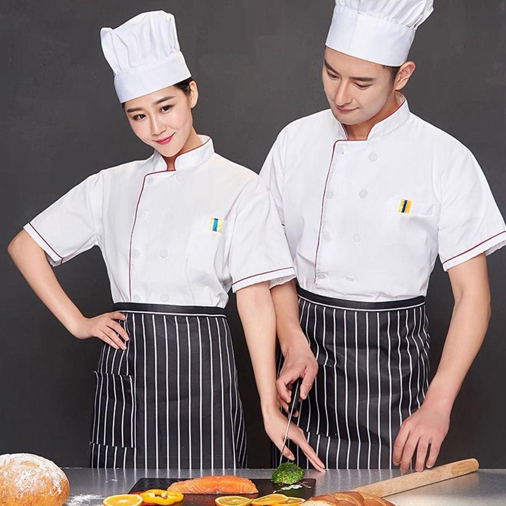Uniforme de Chef Unisexe Manches Courtes Longues Uniforme de Travail Nouvelle Salopette Restaurant