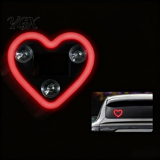 Dustproof Solar LED Light Heart-Shaped Neon Waterproof Romantic Car Lamp Garden Heart Auto On/Off Multi-Color Ambient Valentines Day Gift