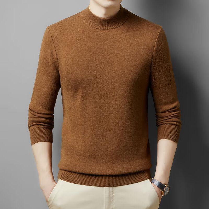 Men's FENGXUN 100% Pure Wool Thick Mock Neck Sweater