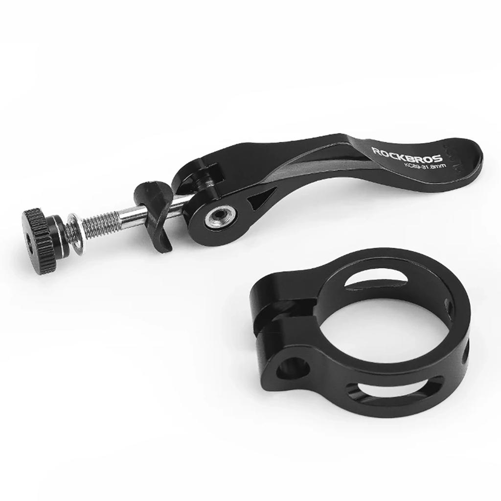 Bicycle seatpost clamp for 272 and 286 mm saddles with quick release, black