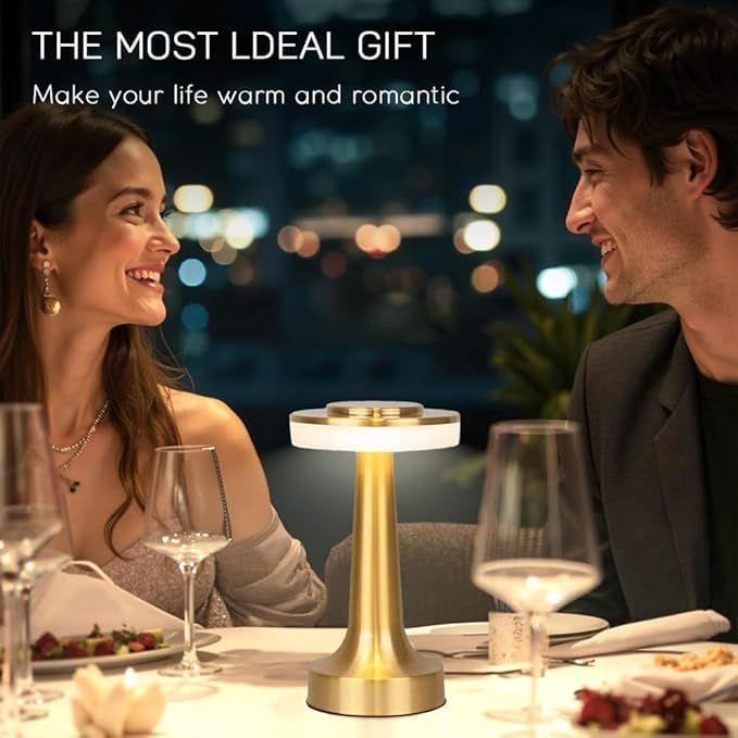 Metal LED Table Lamp, Retro Gold Touch Sensor Lamp, 2000 mAh Rechargeable Battery, 3-Level Dimmable Warm Light, Night Light for Kids