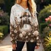 Women's Fashion Casual Christmas Print Pullover Long-Sleeve Hooded Sweatshirt