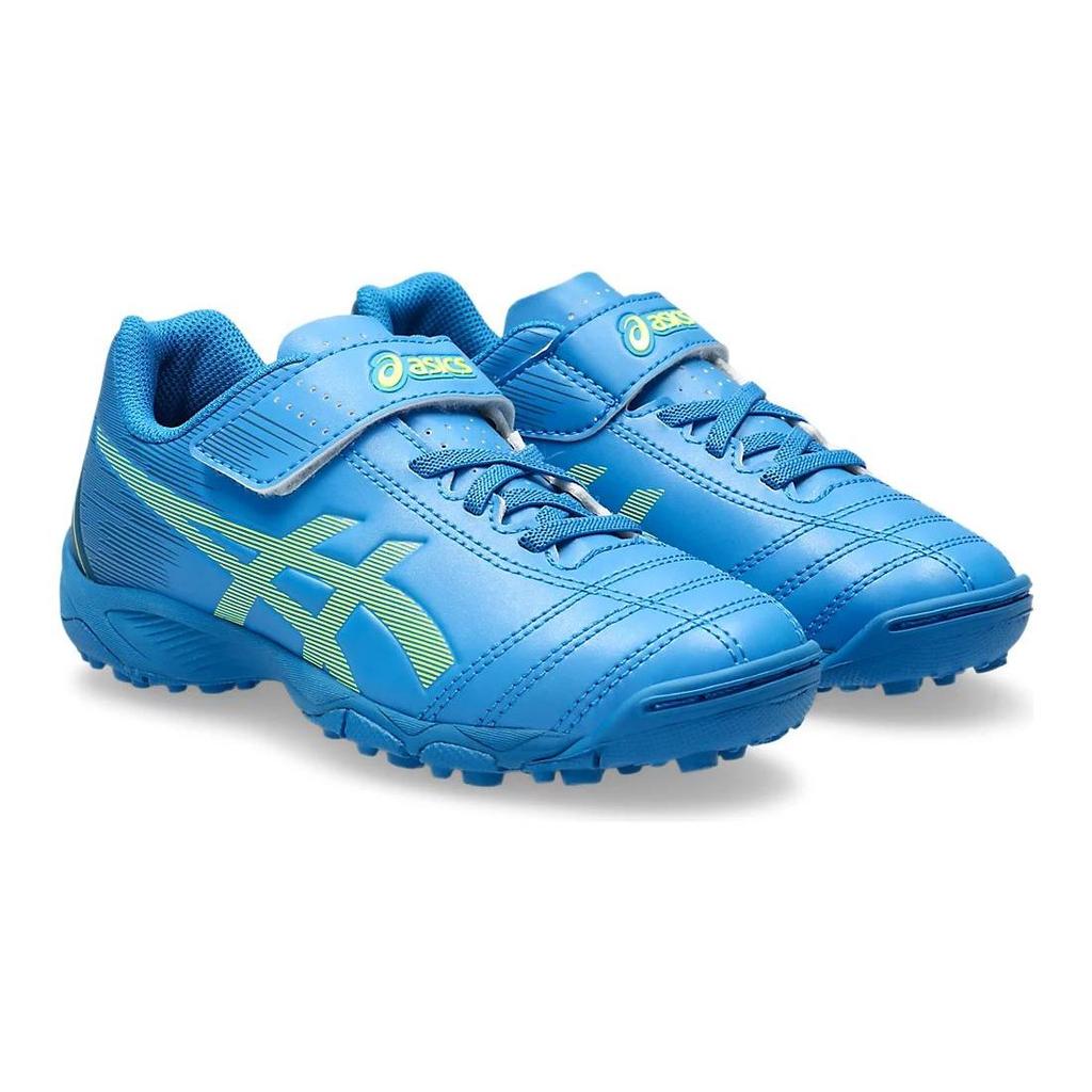 Asics Junior 6 TF Comfortable Durable Breathable Low Top Kids Soccer Shoes Blue Yellow Japanese Version Kids Soccer Shoes 1104A045-400