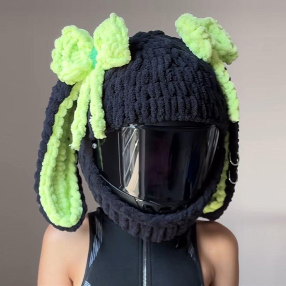 Rabbit Ear Winter Plush Cover Motorcycle Helmet Accessories Motocross Full Face Woman Helmet Decoration Helmet Cosplay Styling