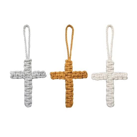 Cotton Rope Braided Pendant Keychain Religious Symbol of Christianity Hand-Woven Braided Keyring Bag Accessories