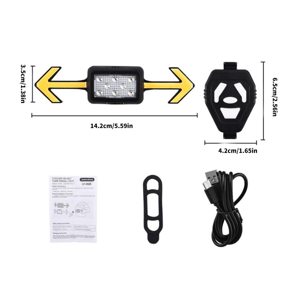 LED Bicycles Helmets Turn Signal Light Cycling Safety Light Wireless Warning Light Rechargeable Bicycles Taillight