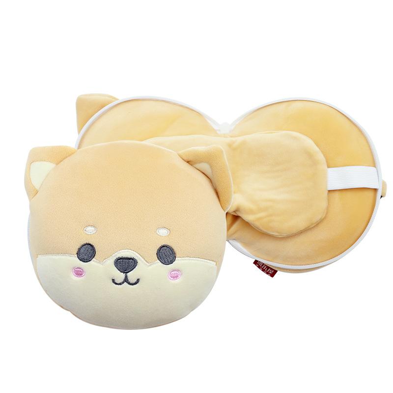 Cute Animal 2 In 1 Travel Pillow with Eye Mask Soft Portable Design Perfect for Kids Travel Airplane and Outdoor Napping