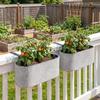 Set of 2 Hanging Flower Pots, Planters with Drainage System, Hole, Hooks, 42 x 16 x 15 cm, Light Gray