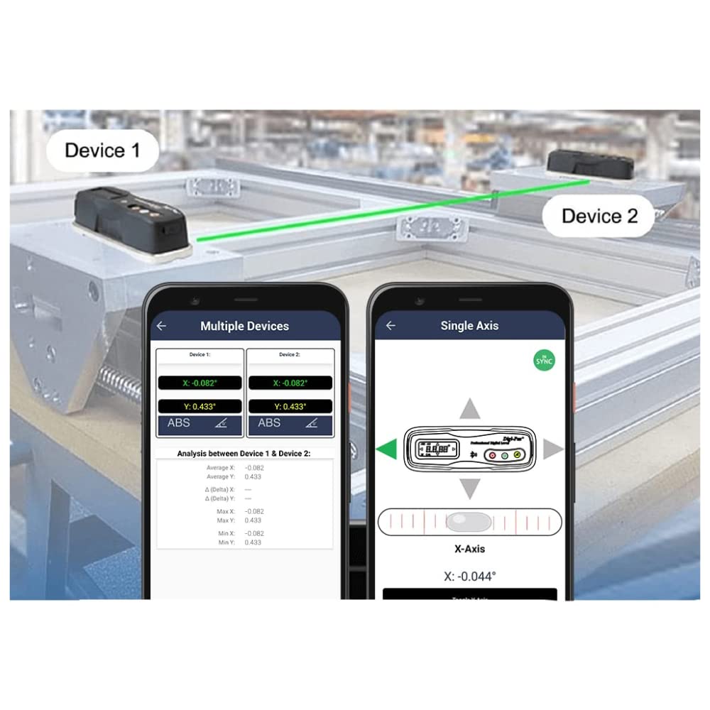 DigiPas DWL1300XY Precision Smart Digital Level Inclinometer Bluetooth 2-Axis 0.2mm/m