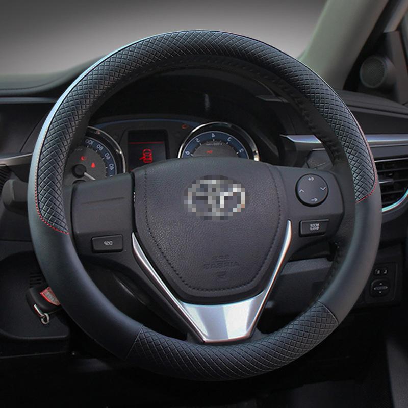 

1 шт. 15 дюймов/38 см Чехол на руль автомобиля из искусственной кожи Нескользящий Защитный чехол для автомобиля Дышащий Универсальный подходит для большинства автомобилей чёрный