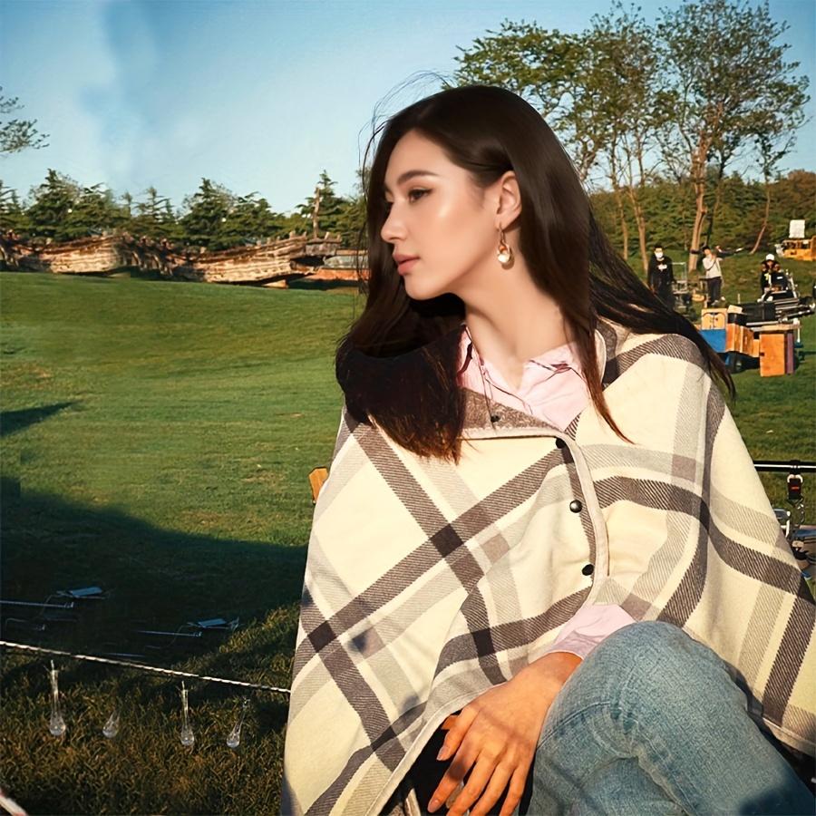 Cozy Flannel Wearable Blanket Shawl - Perfect for Winter, Office & Outdoor Leisure