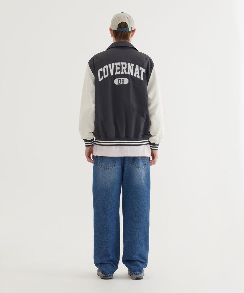 COVERNAT C-Logo Collar Varsity Jacket Charcoal