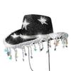 Star Tassel Hat Rose Red Western Cowboy Hat Star Party Hat Blue For Costume Event Festival Cowboy Theme