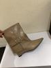 Pointed toe heel trouser boots women's autumn and winter new design sense versatile niche Spice Girl medium boots fried street short boots