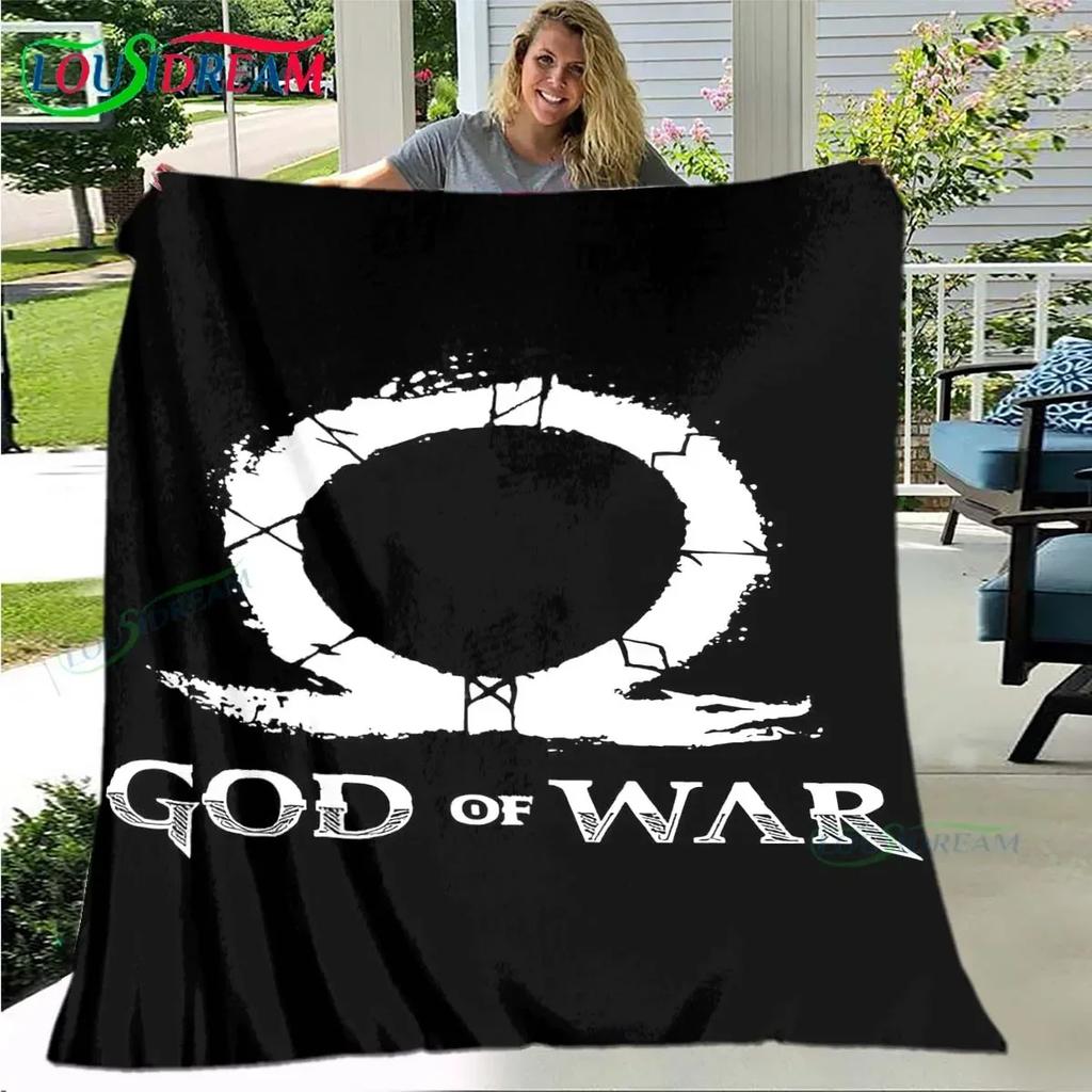 3D Game God of War Pattern Blanket Star Art Flannel Thin Blanket Portable Home Travel Office Lunch Break Blanket Birthday Gift