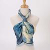 Sunscreen Shawl Large Square Headscarf Ink Wash Printing Bag Decoration Head Neck Scarf  For Women