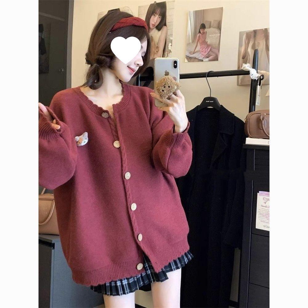 Autumn/Winter Women's Cute Lace Oversized Knit Cardigan Sweater