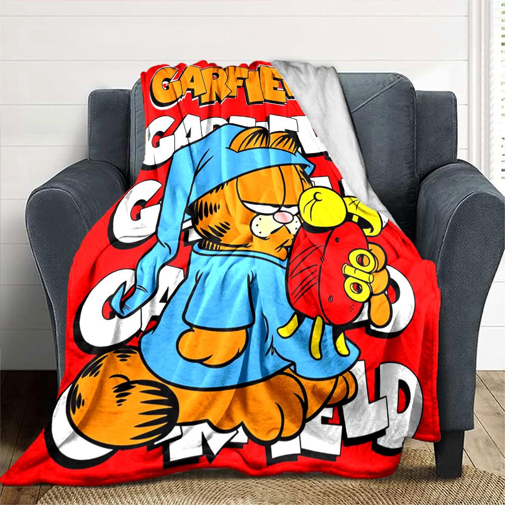 Garfield'S Cozy Adventure Flannel Blanket Super Soft Warm Cozy Blanket For Sofa Bed Office Travel Allseason Home Decor Gift