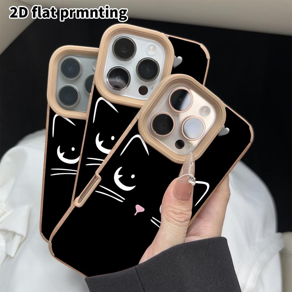 Phone Case: 2D Flat Lambskin Suitable for iPhone 18 17 16 15 14 13 Pro Film Protective Case,black Background, Christmas and Halloween Gift