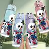 1PC Snowman Winter Xmas Cartoon Figure 750ml Color Plastic Sports Water Bottle Leakproof Flip Straw Lid Suitable for Sports Office Home Use