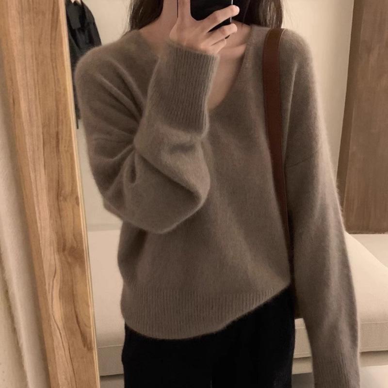 Koreanischer V-Ausschnitt Strickpullover - Lässig, Weich, Schichtweise Innenbekleidung