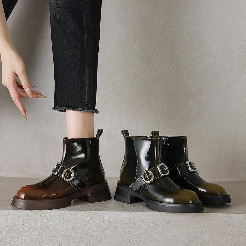 Fashion AIYUQI Women's Ankle Boots Vintage 2025 New Thick Heel Cowboy Boots For Women Large Size Round Toe Female Biker Boots