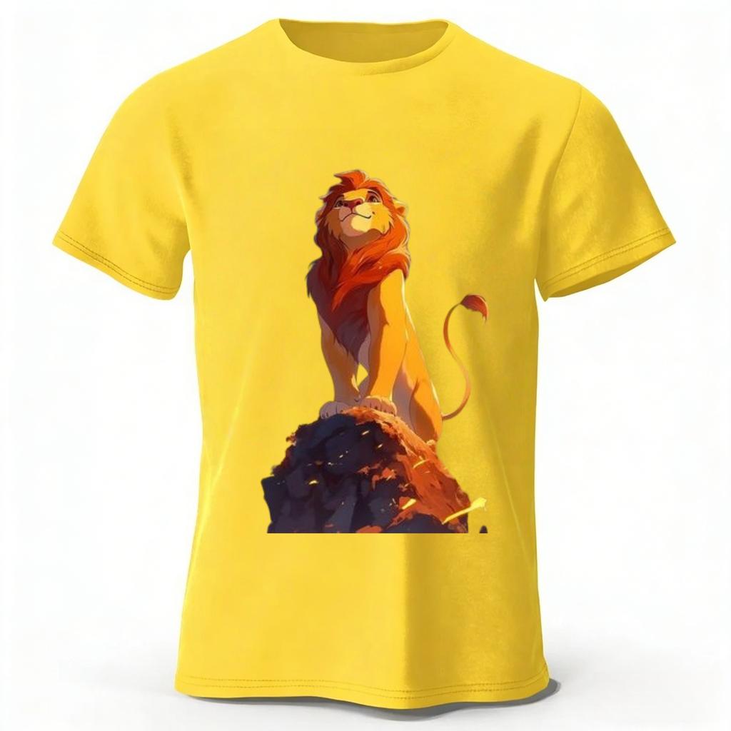 Durable Lion King Simba Highquality Pure Cotton Tshirt for Men Daily Leisure Running Fitness Short Sleeved Quick Drying Design
