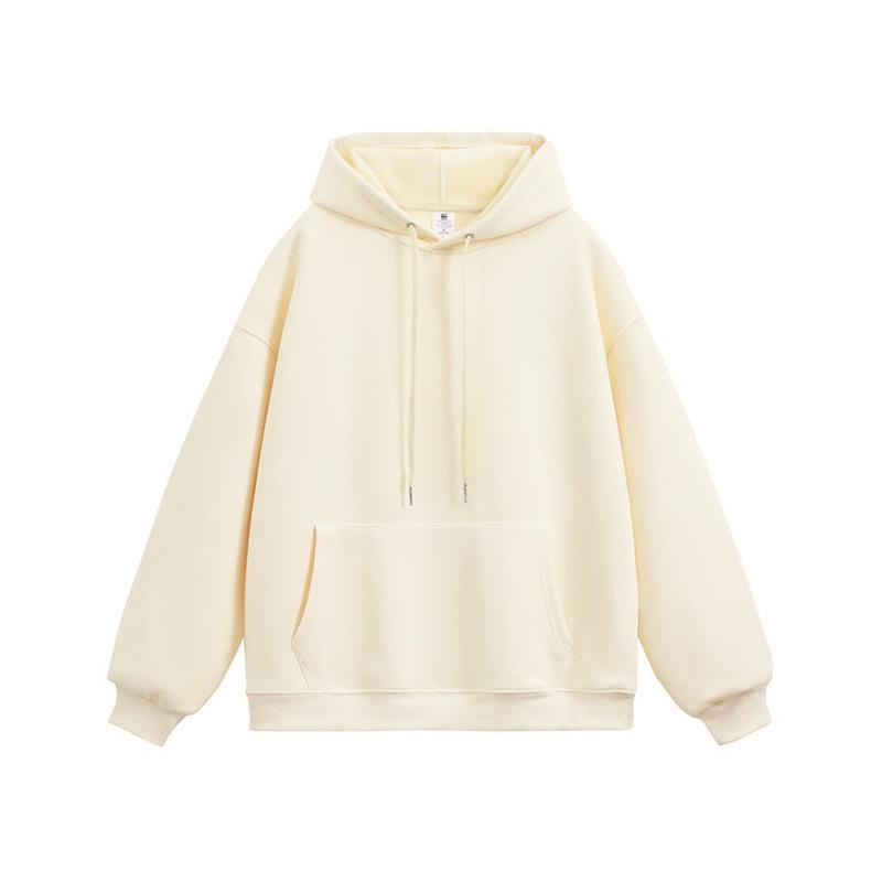 Women's Plus Velvet Thickened 450g Silver Fox Hoodie - Warm, Casual, Loose Fit, Solid Color for Autumn & Winter.