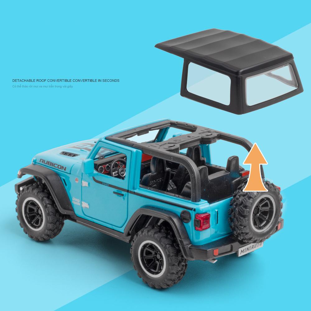 1/32 Scale Jeep Wrangler Rubicon Alloy Model Car Metal Diecast Collection Vehicle Simulation Sound & Light Toy for Kids Christmas Gift