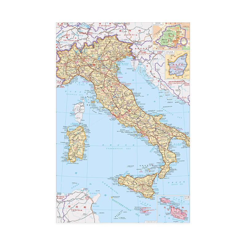 

Китайська Італійська Двомовна Карта Італії Карта міста Настінний декор Мистецтво Плакати Домашній декор Приладдя для навчання Прикраса дому 59*42cm