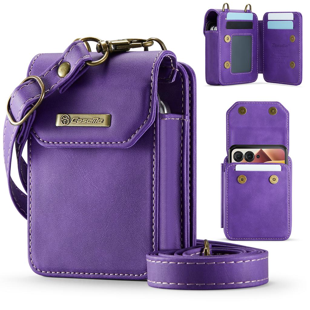 Business Luxury Crossbody Magnetic Cards Solt Wallet Flip Leather Case For Motorola Razr 60 50 40 Ultra Long Lanyard Bag Cover