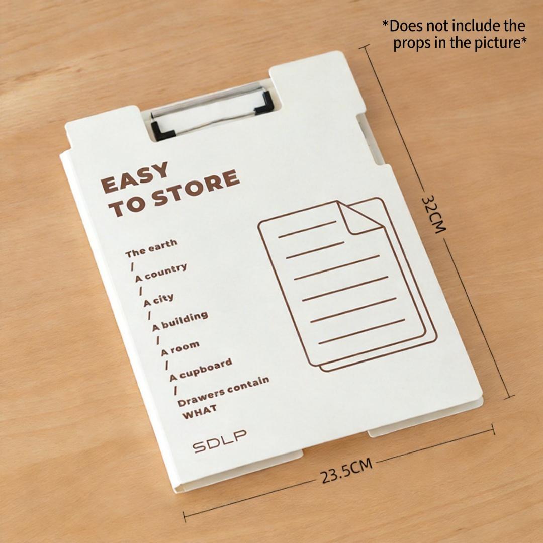 

Pp Document Folder Impact-Resistant Stainless Steel Clip Document Holder Plastic File Organizer Heavy Duty Writing Pad Folder