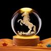 3D Chinese Zodiac Crystal Ball Night Light Laser Carved with Wooden Base Unique Souvenir for Zodiac Sign Lovers