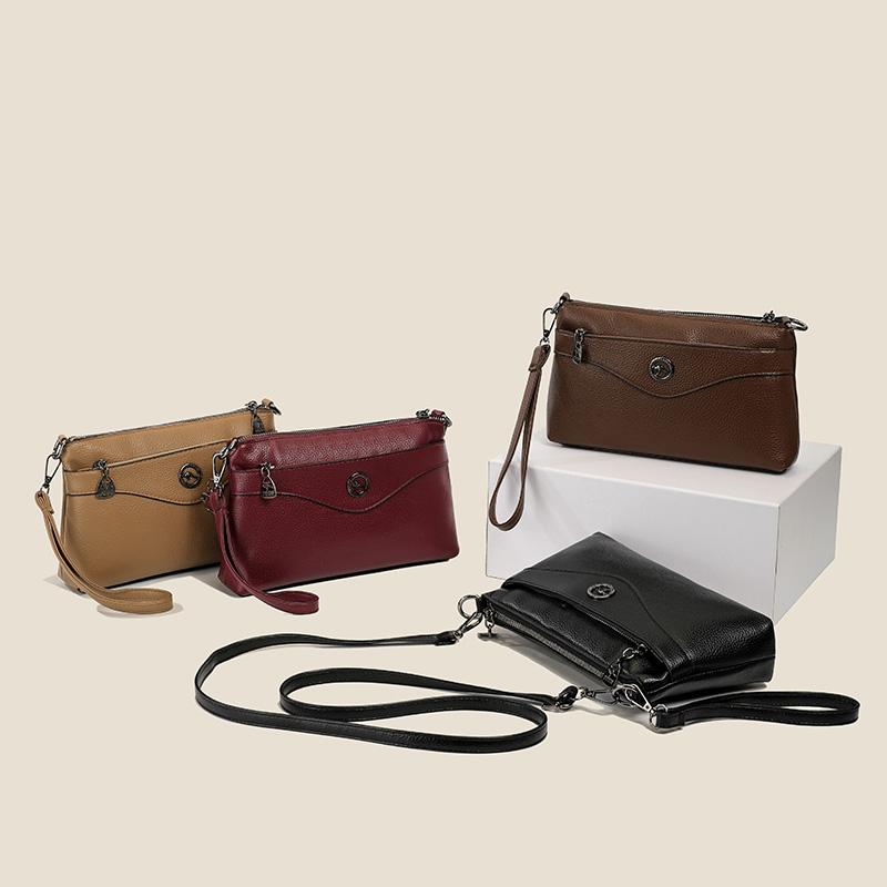 Elegant Crossbody Bag with Textured Finish and Dual Zip Pockets