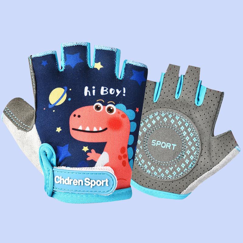 Children's Sports Fingerless Gloves Bicycle Boy Girl Cycling Anti-Wear Kids Roller Skating Training Exercise Protection Gloves