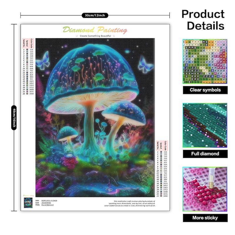 CHENISTORY 5D Diamond Art Painting Kit Fantasy Mushroom Diy Diamond Embroidery Cross Stitch Handmade Gift Home Wall Decor