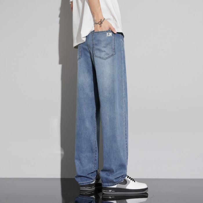 Tennis Jeans Spring and Summer Japanese Loose Straight Stretch Thin Jeans