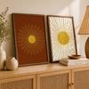 Boho Abstract Wall Art, Nordic Sun Canvas Paintings, Minimalist Sunburst Poster Prints for Living Room Bedroom Wall Decor