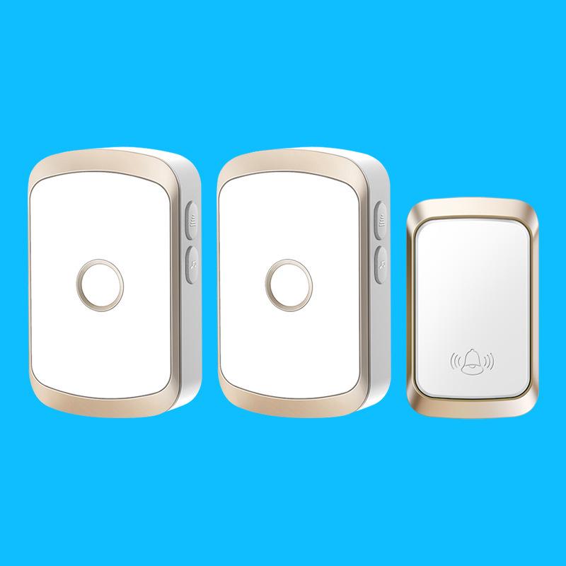 Wireless Self-Powered Doorbell, Long-Range Waterproof with Two Receivers White Gold CN