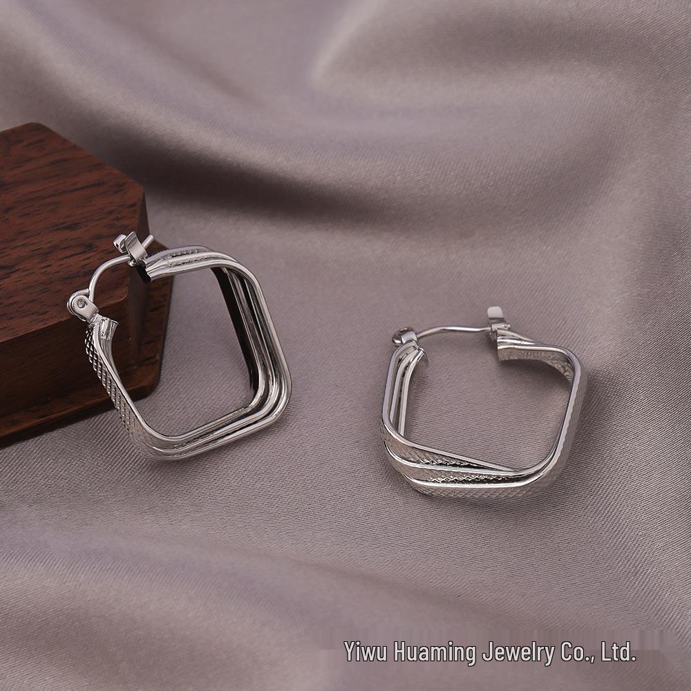 Silver Needle Circle Earrings, Fashionable High-End Copper Ear Hoops, Light Luxury, Versatile Jewelry Accessory.