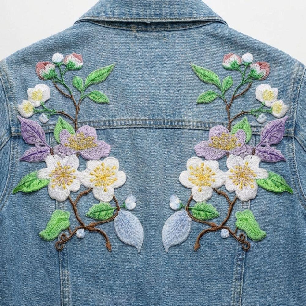 Iron On DIY Embroidered Stickers Flower Shape Clothes Sticker Elegant Flower Embroidery Patch  Bags