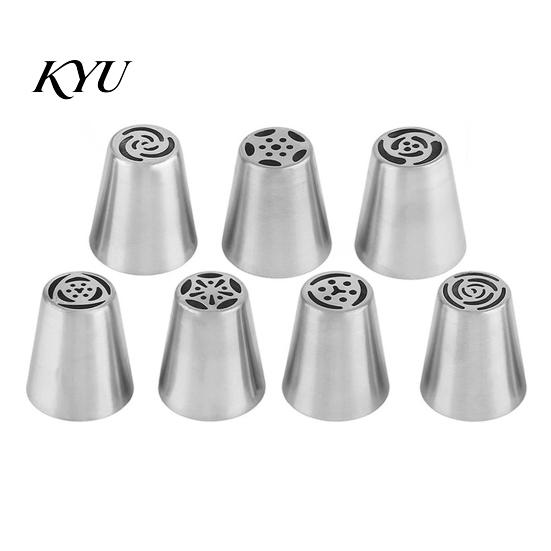 Three Dimensional Flower Nozzles 7PCS Russian Piping Tips Set, Stainless Steel Cake Decorating Bakery Supplies for Home Bakers Nozzles, Baking Wedding