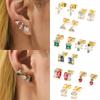 Fashion CZ Zircon Small Cartilage Earring Set Gold Plated Geometric Crystal Mini Stud Earrings for Women Trend Piercing Zircon