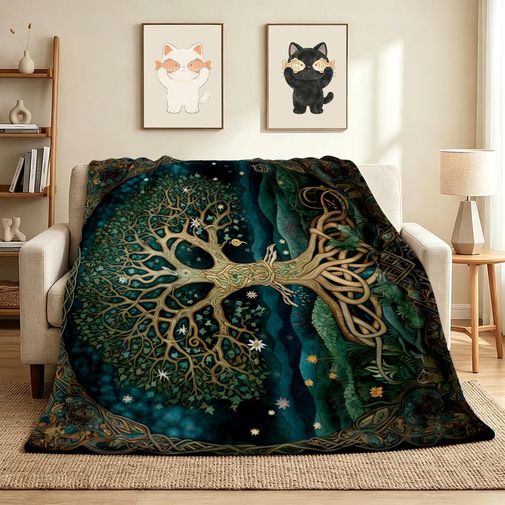 Tree Life Flannel Blanket Throw Blanket Soft Warm Sofa Bed Camping Car home Decor Unique Christmas Gift C9302583