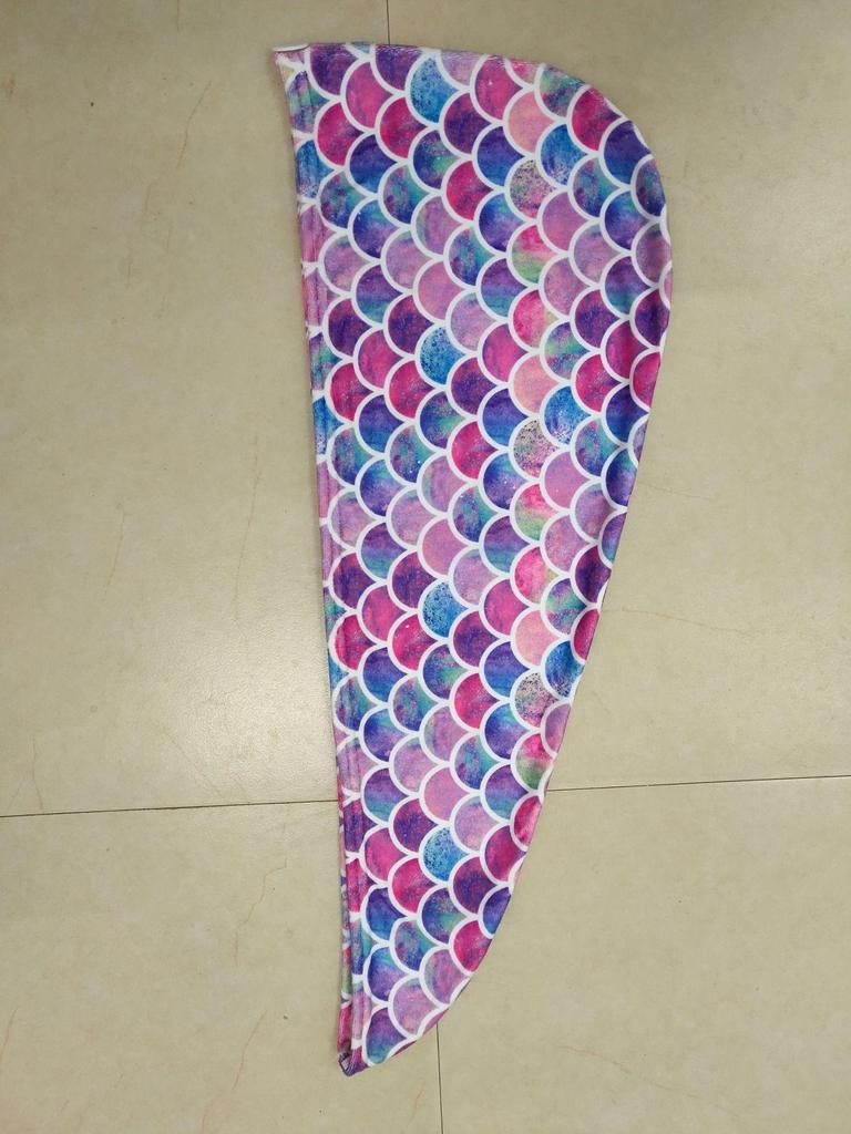 Mermaid Print Quick-Dry Hair Cap - Ultra-Fine Fiber Hair Drying Headscarf with Fish Scale Design