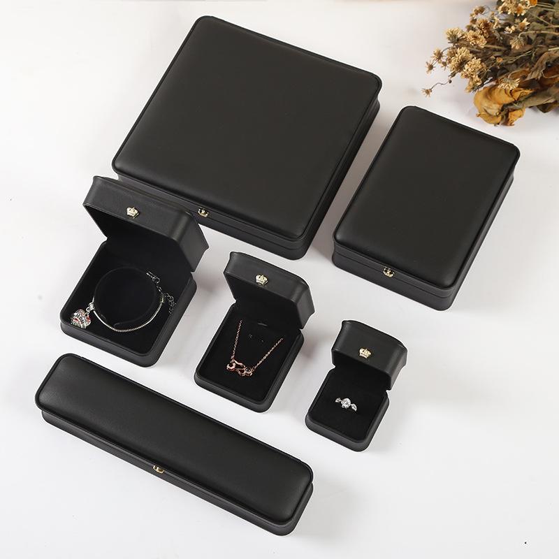 Crown Buckle PU Leather Jewelry Box for Rings, Necklaces, Bracelets, and Bangles