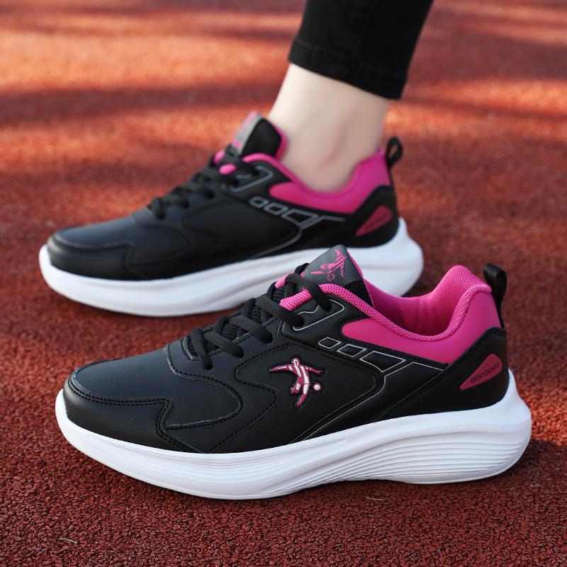 Joni Danlai sneakers women's spring and autumn leather surface waterproof travel shoes soft sole running casual shock absorption and non-slip