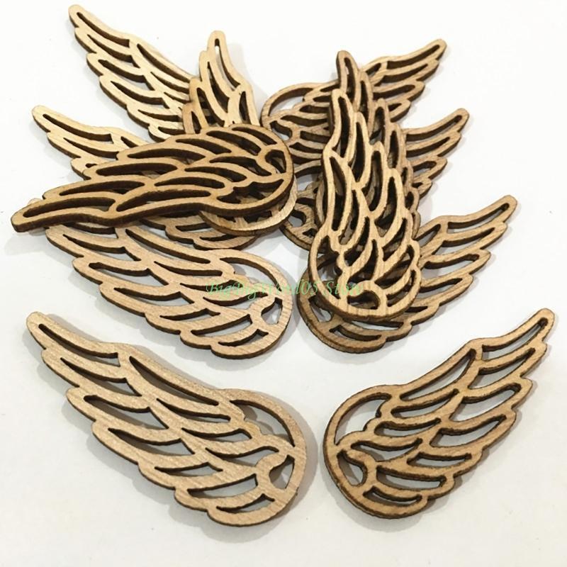 24TE 10PCS Wing Shaped Cutouts Unfinished Slices for Painting Home Decoration