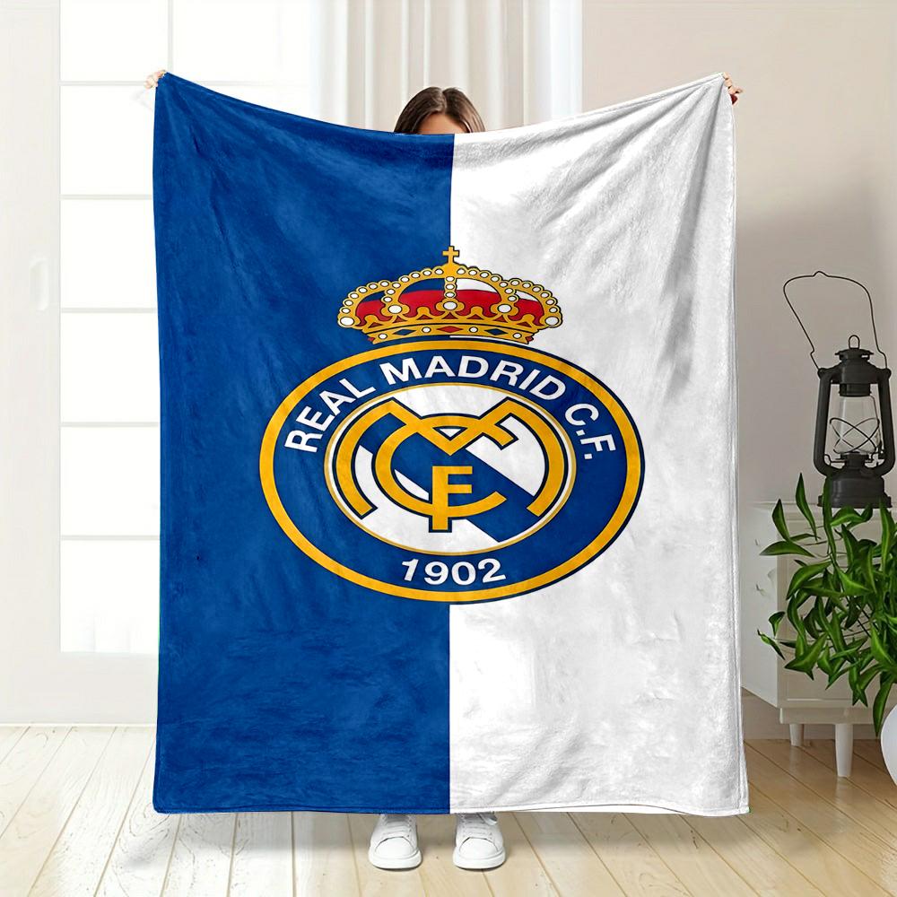 Real Madrid C.F. Logo Blanket Design Patterned flannel blanket perfect for the bedroom living room, sofa, or a little nap